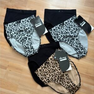 Bundle of 6 NWT Leopard Print&Black  High-Waist Shaping Briefs - 3 PKS of 2